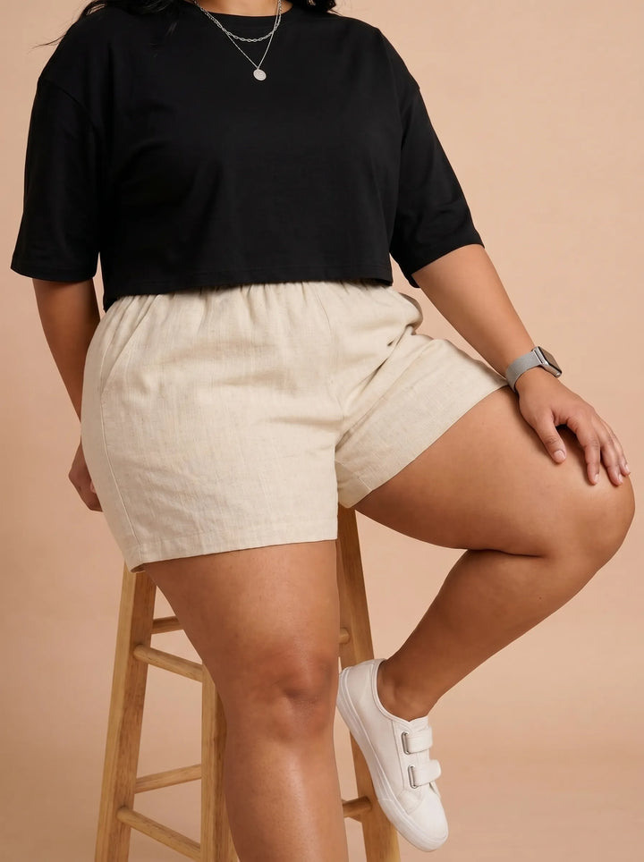 Off White Stylish Cotton Shorts for Women