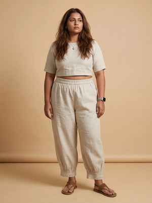 Off White Stylish Pleated Pants for Women
