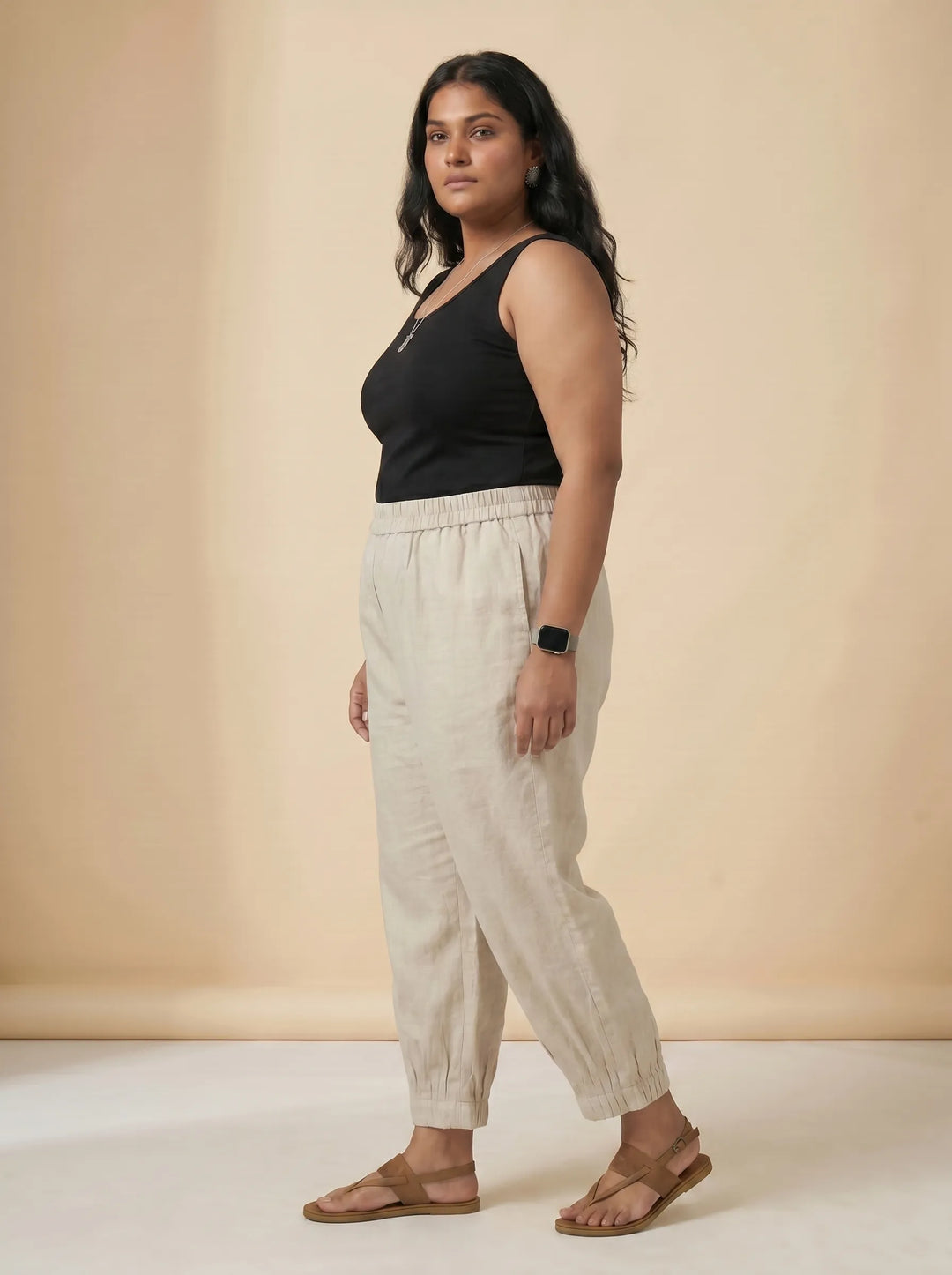 Off White Stylish Pleated Pants for Women