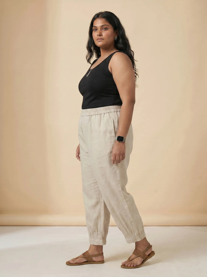Off White Stylish Pleated Pants for Women