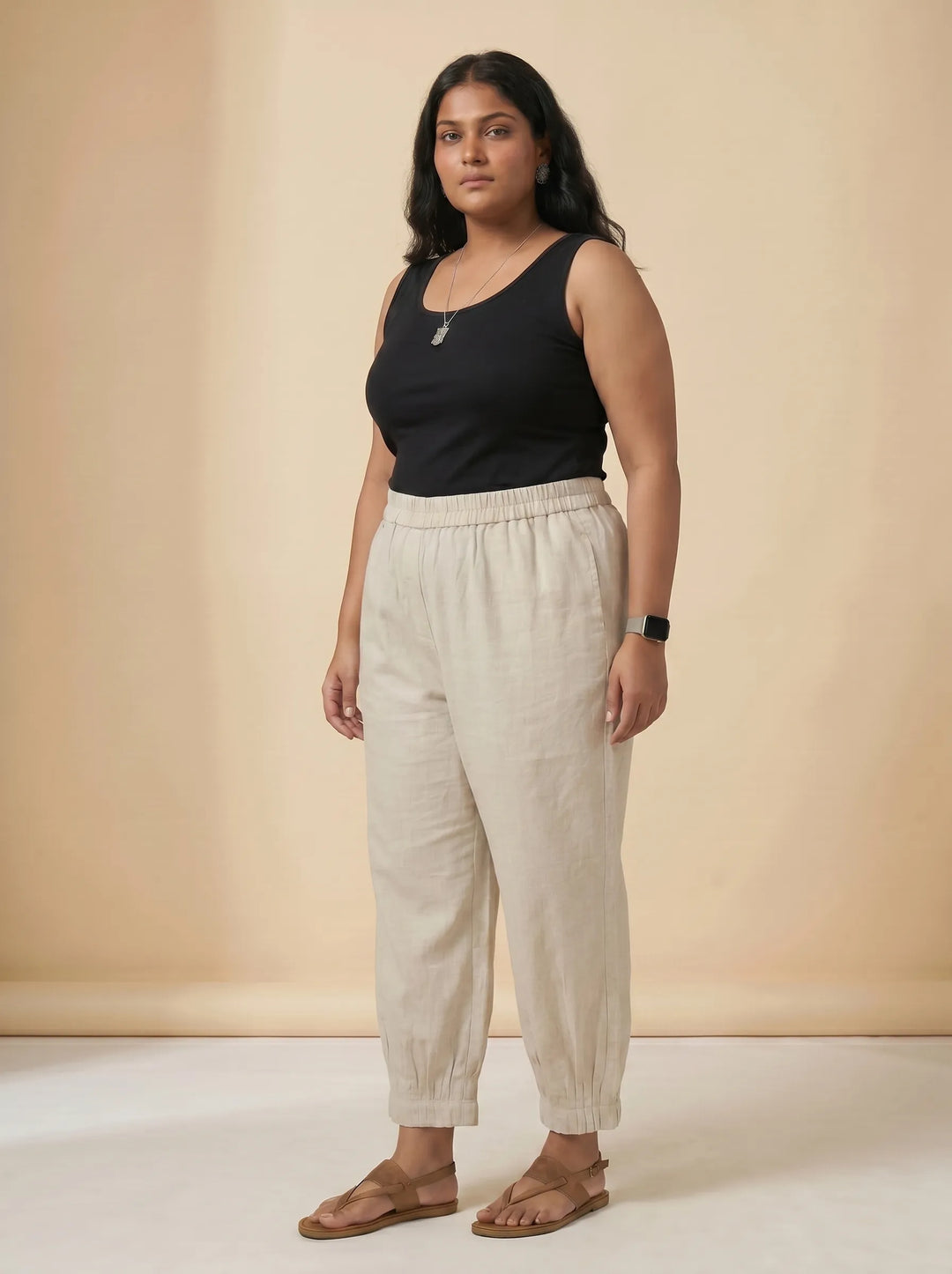 Off White Stylish Pleated Pants for Women