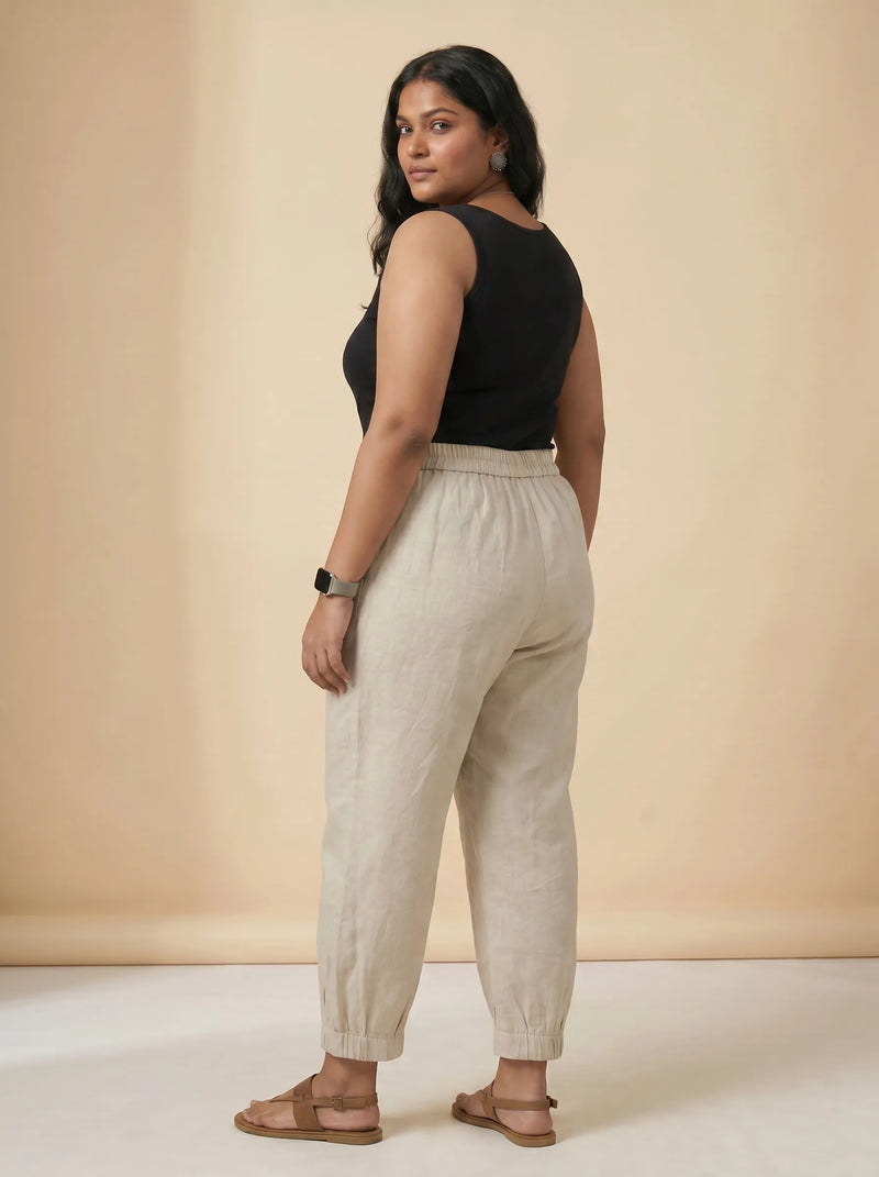 Off White Stylish Pleated Pants for Women
