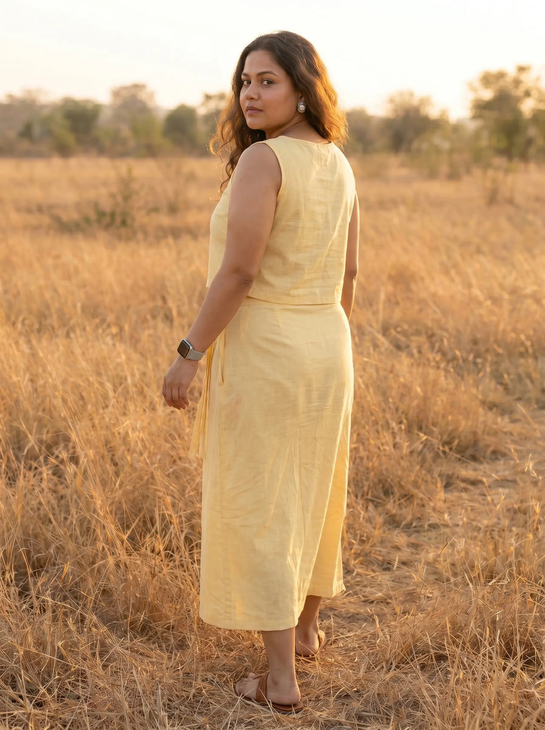 Yellow Wrap Stylish Skirt for Women