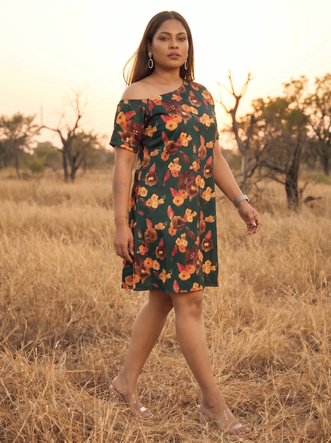 Summer Wear One Shoulder Floral Printed Dress