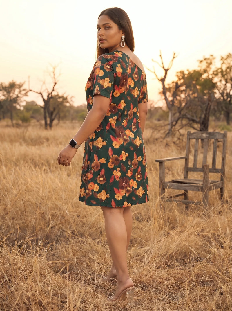 Summer Wear One Shoulder Floral Printed Dress