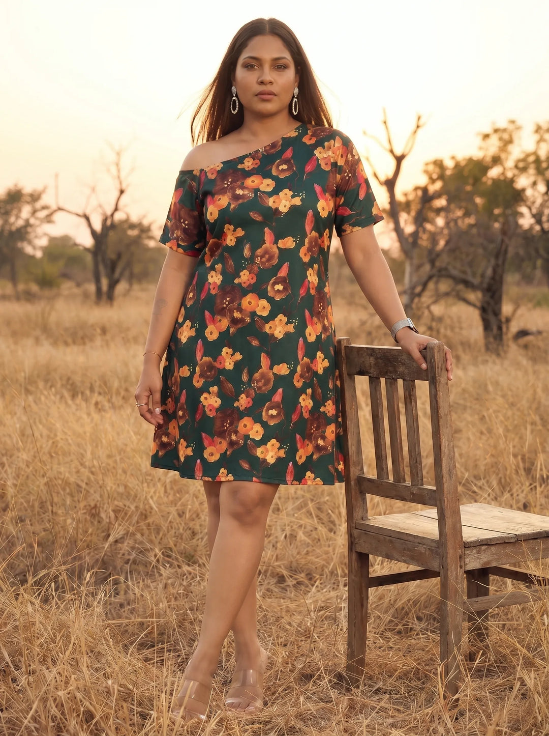 Summer Wear One Shoulder Floral Printed Dress