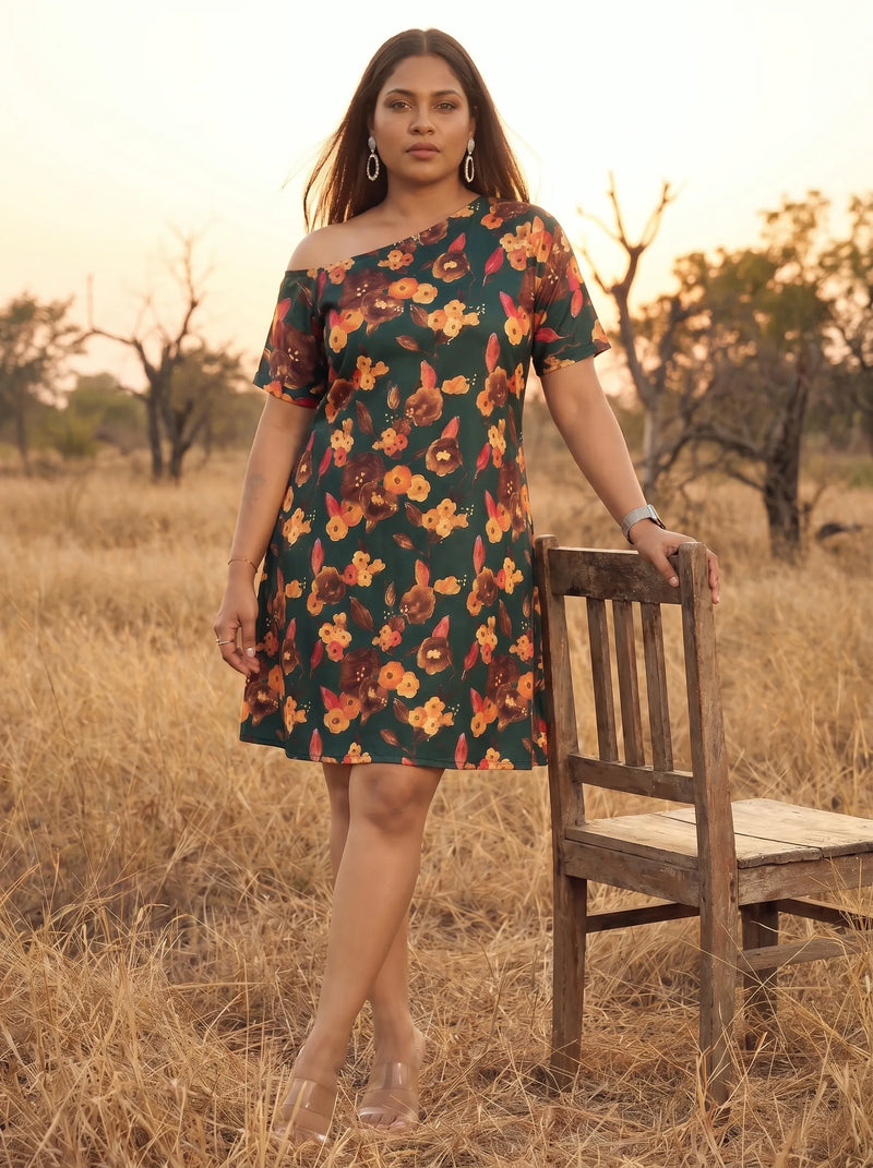 Summer Wear One Shoulder Floral Printed Dress