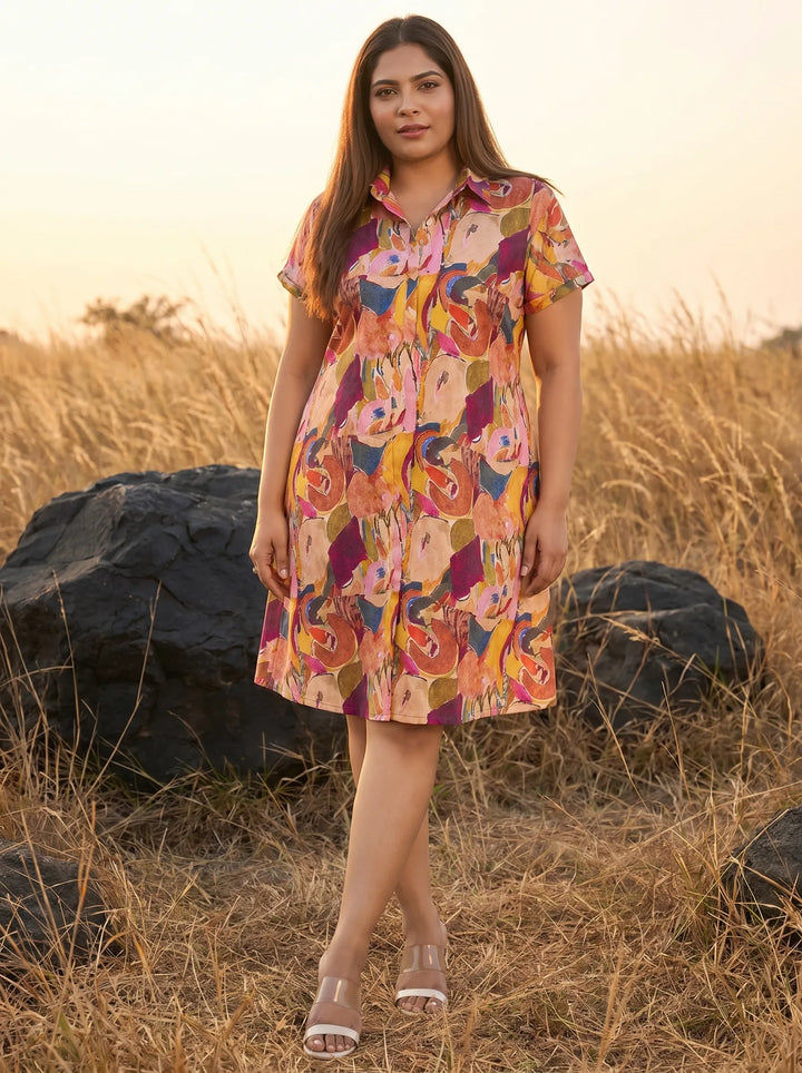 Versatile Multicolour Printed Summer Shirt Dress