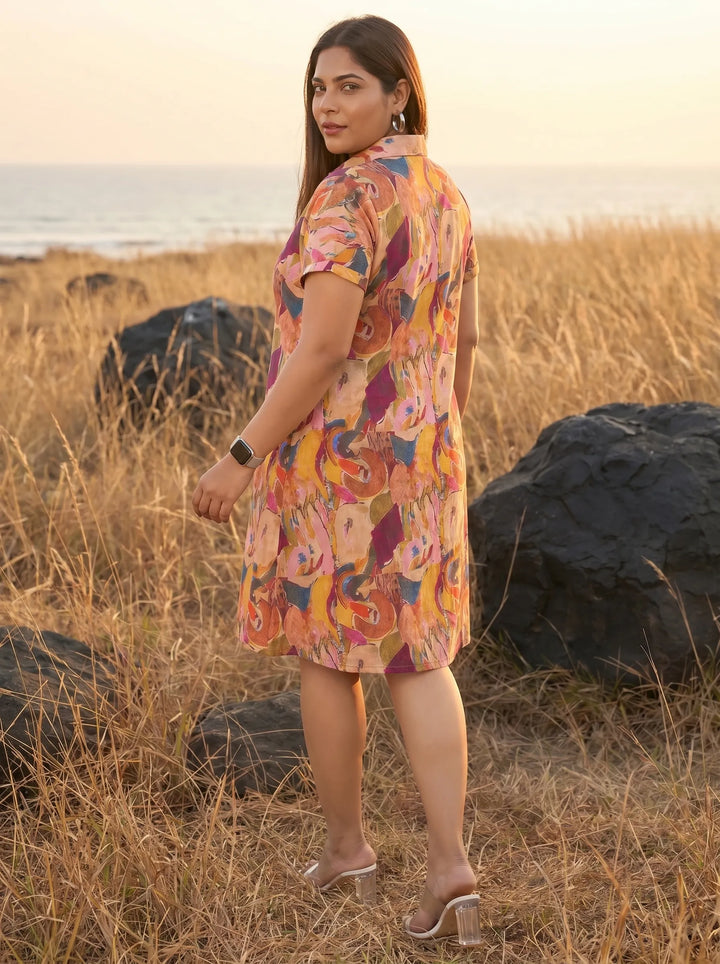 Versatile Multicolour Printed Summer Shirt Dress