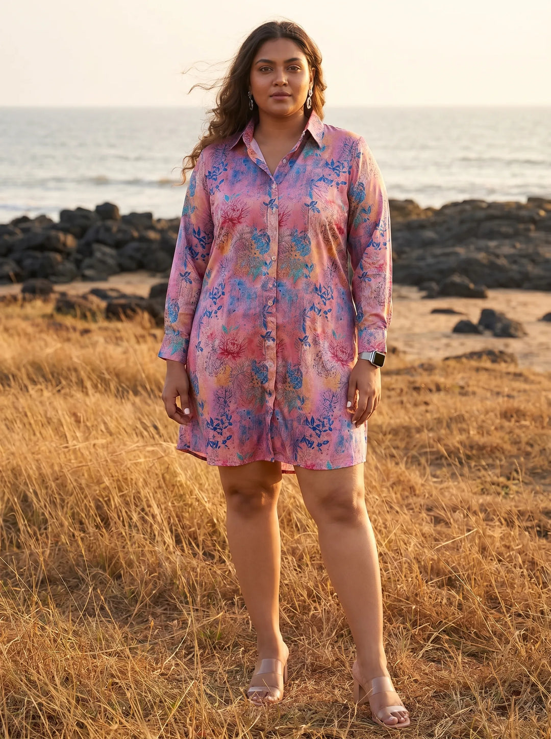Floral Printed Summer Shirt Dress