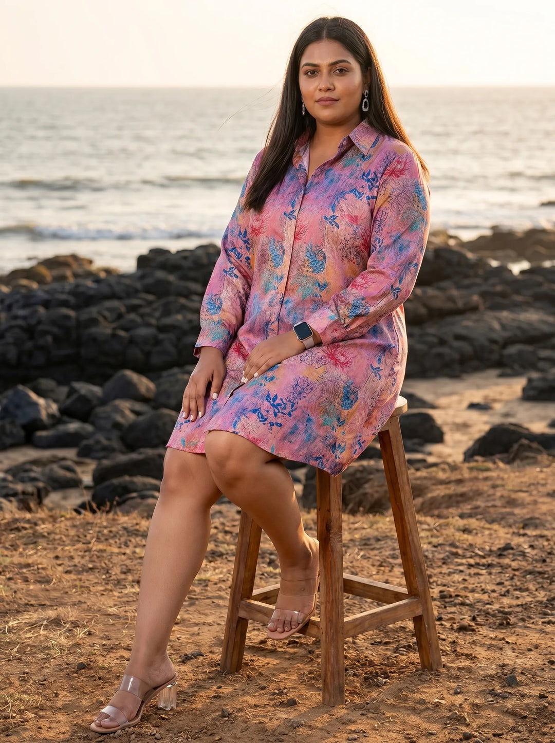 Floral Printed Summer Shirt Dress