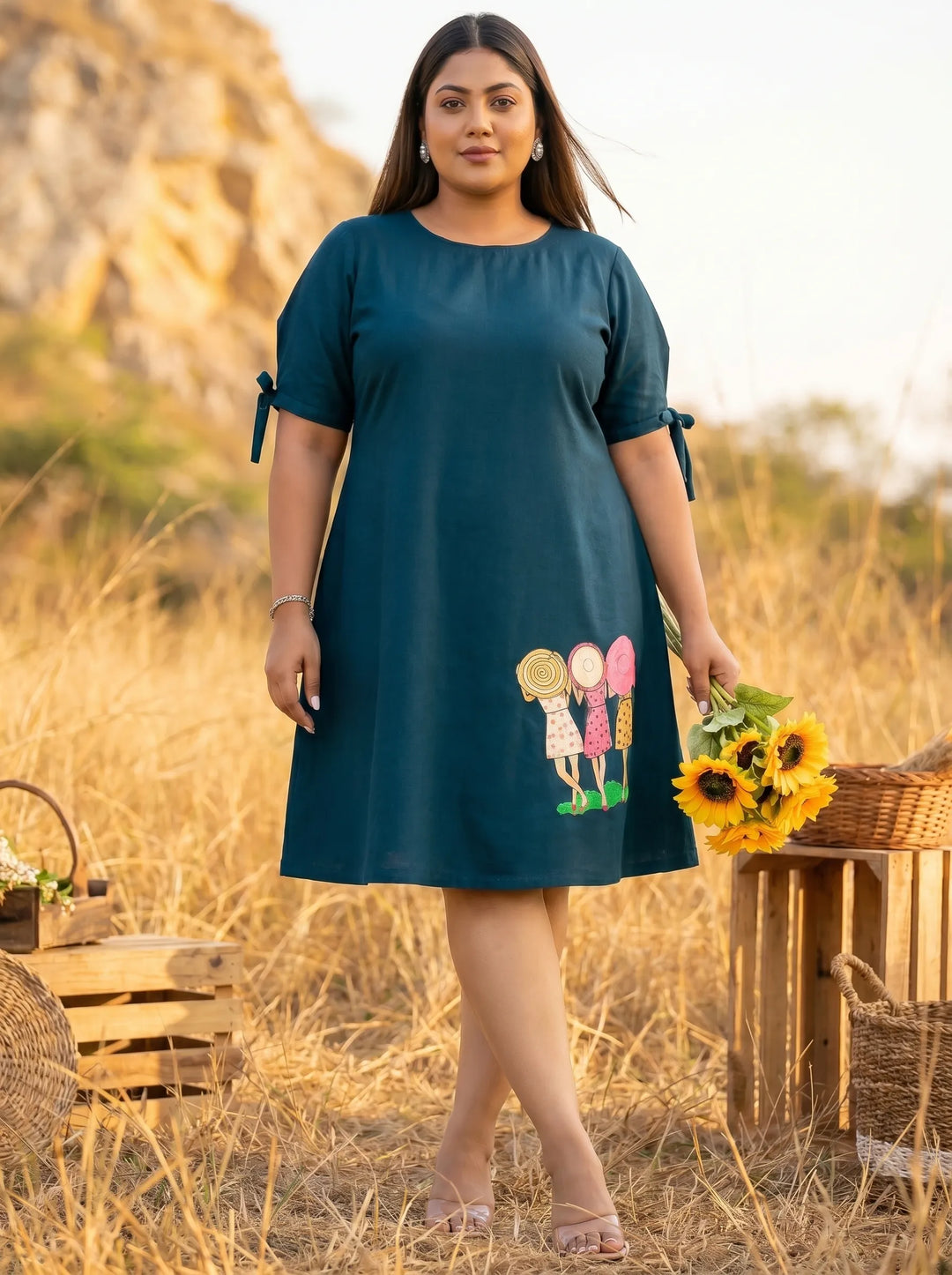 Plus Size Hand Painted Quirky A Line Dress