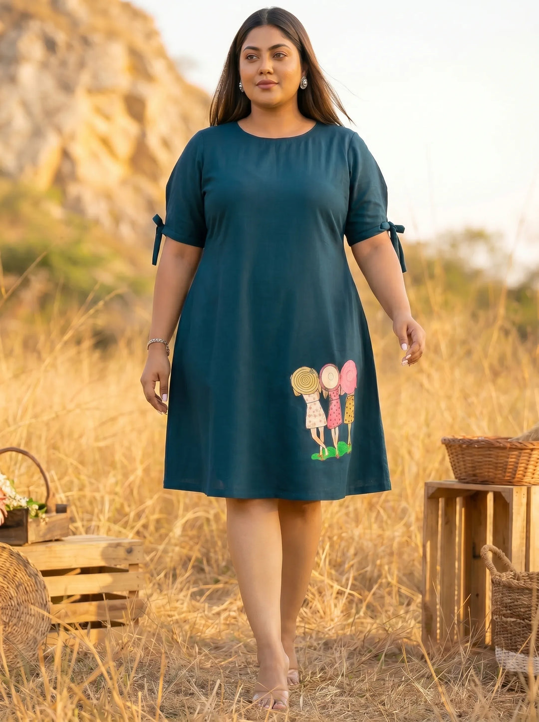 Plus Size Hand Painted Quirky A Line Dress