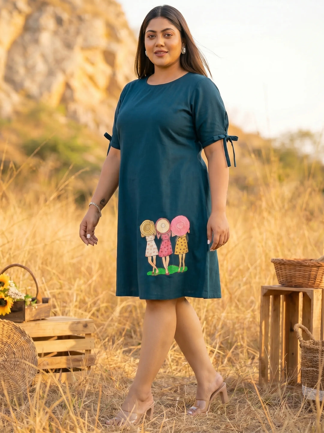 Plus Size Hand Painted Quirky A Line Dress