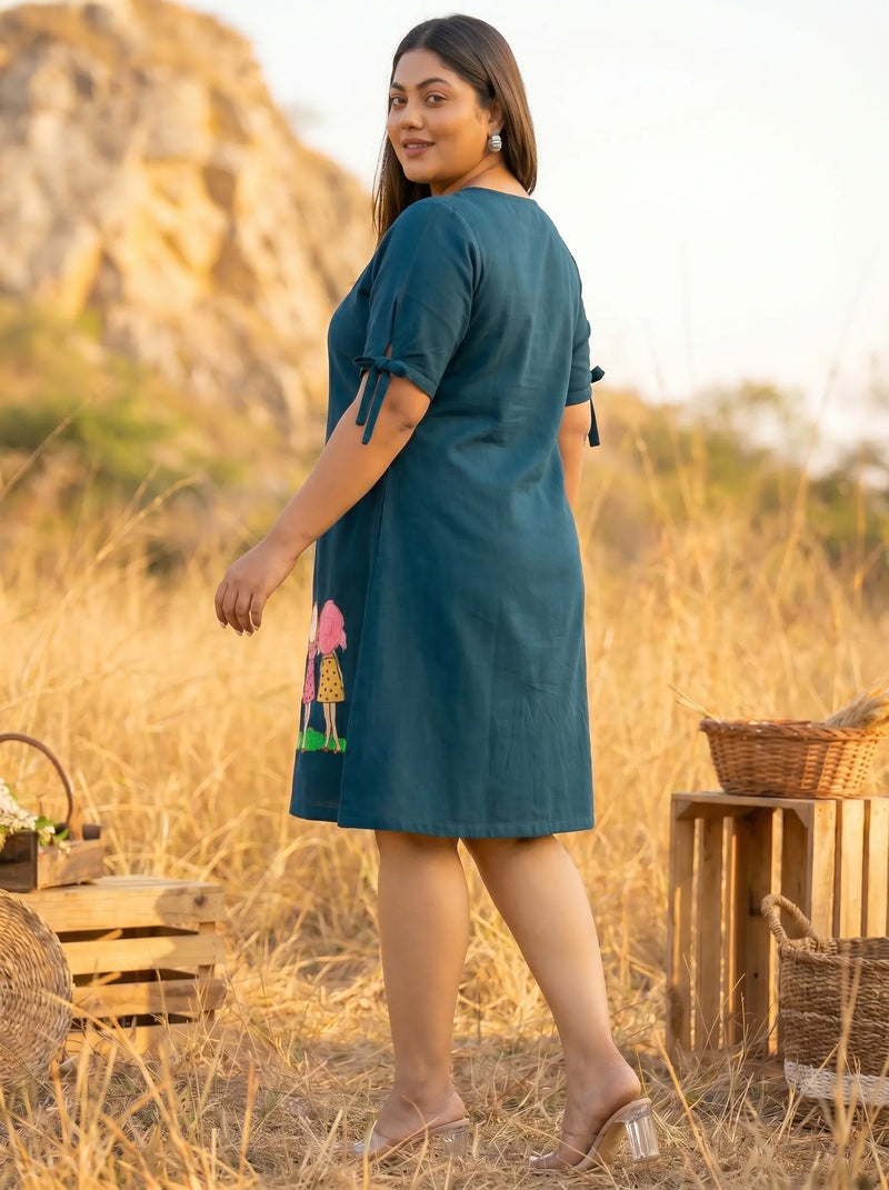Plus Size Hand Painted Quirky A Line Dress