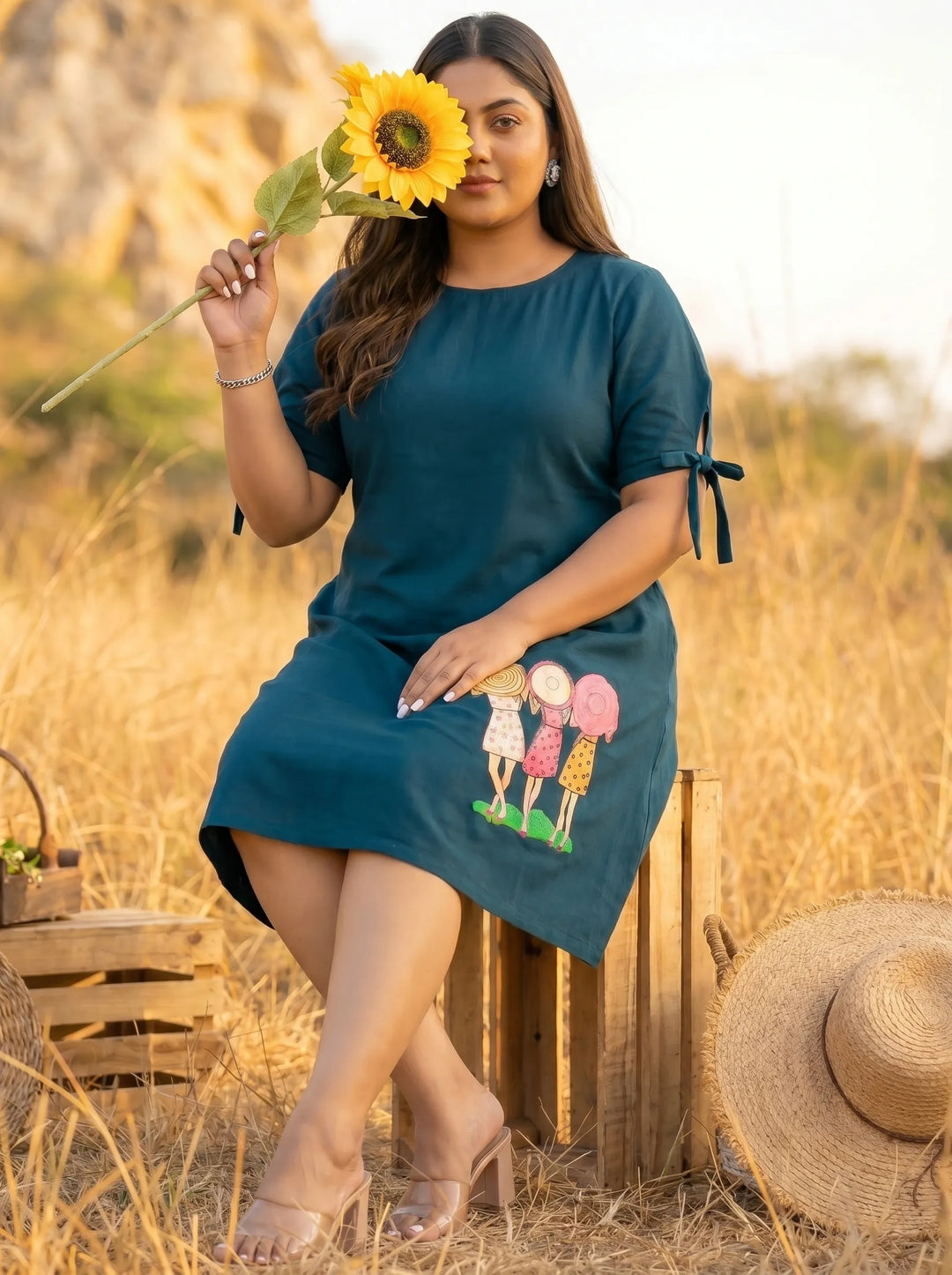 Plus Size Hand Painted Quirky A Line Dress