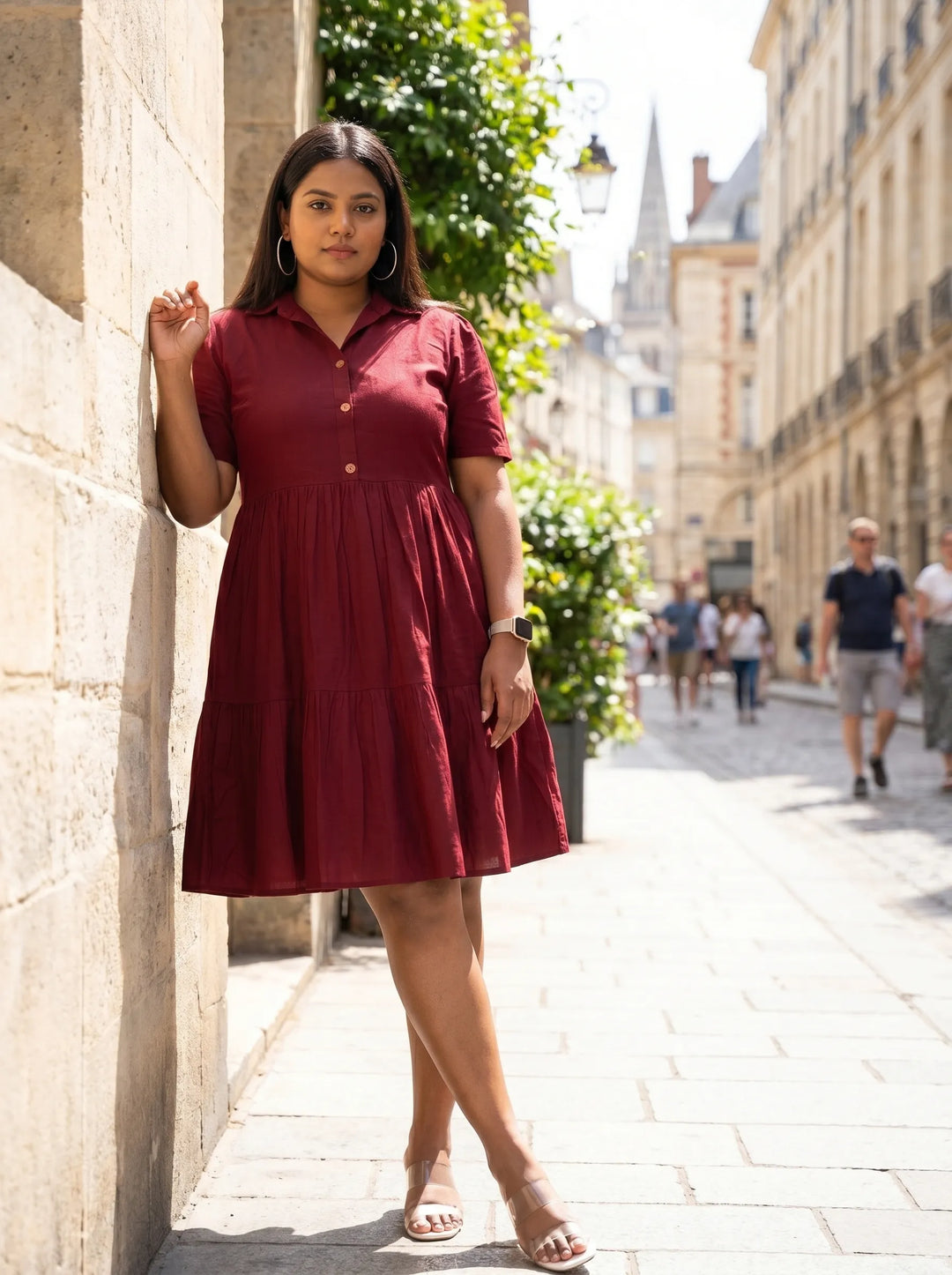 Shirt Collar Cotton Fit & Flare Summer Dress