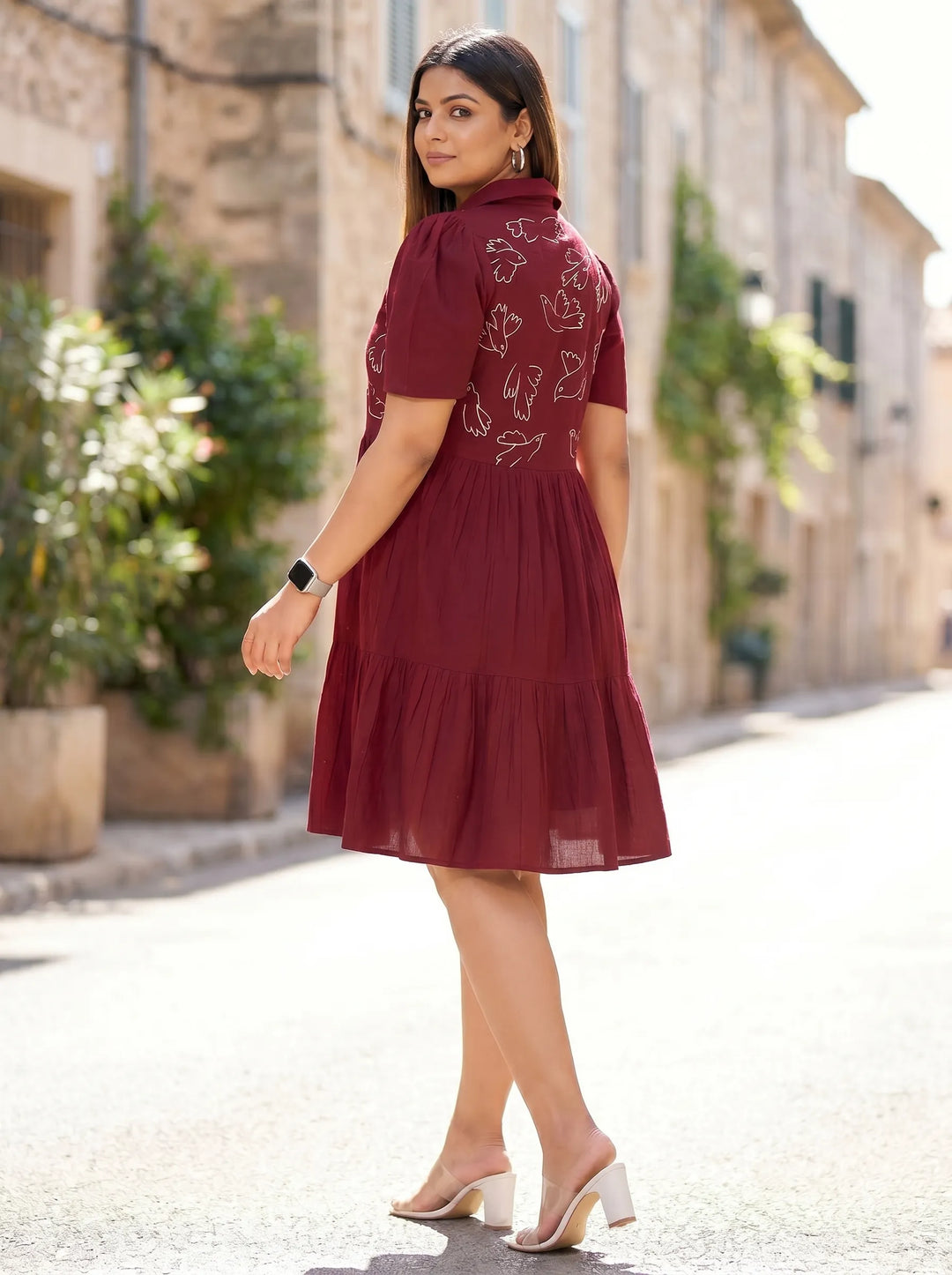 Shirt Collar Cotton Fit & Flare Summer Dress