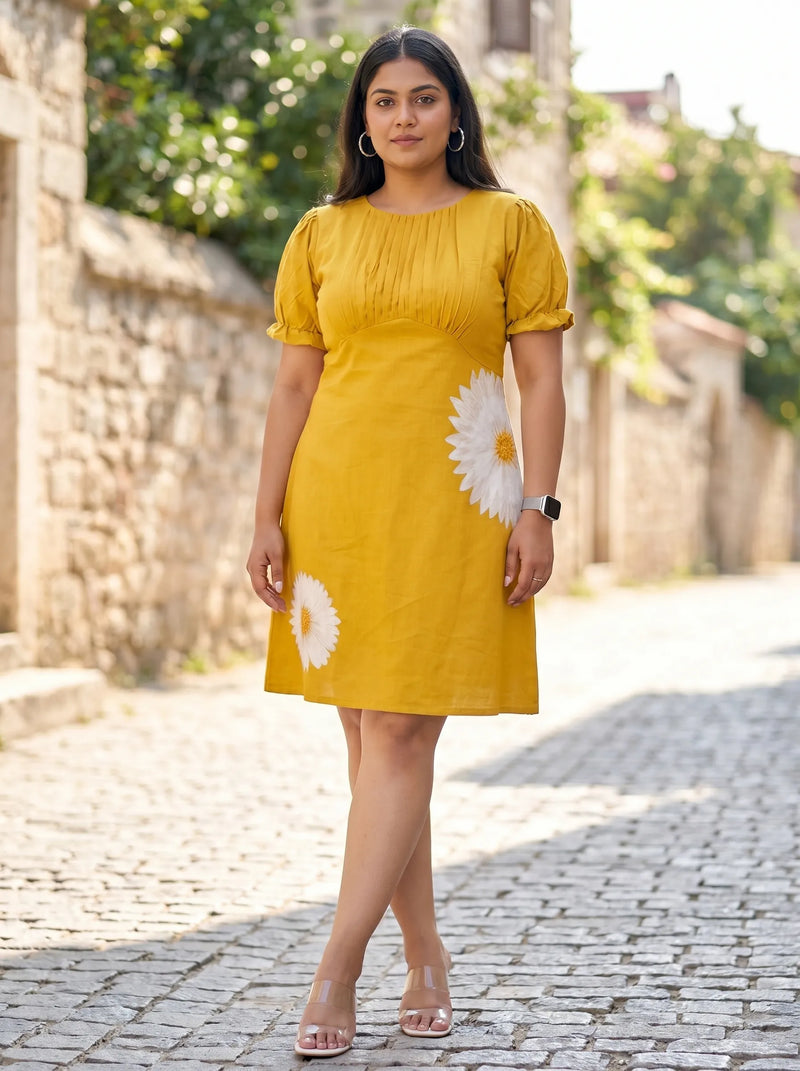Plus Size Hand Painted Quirky A Line Summer Dress