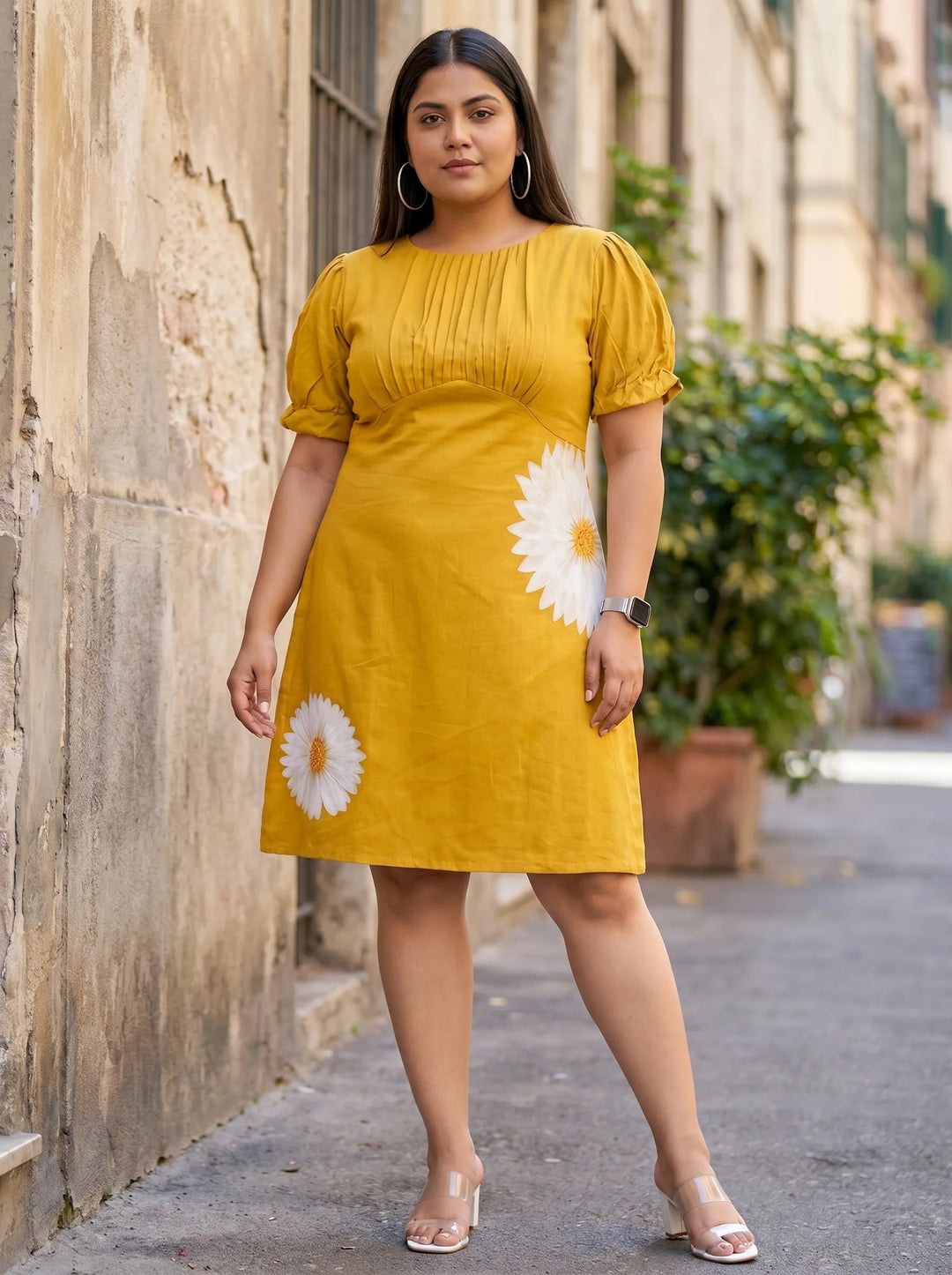 Plus Size Hand Painted Quirky A Line Summer Dress