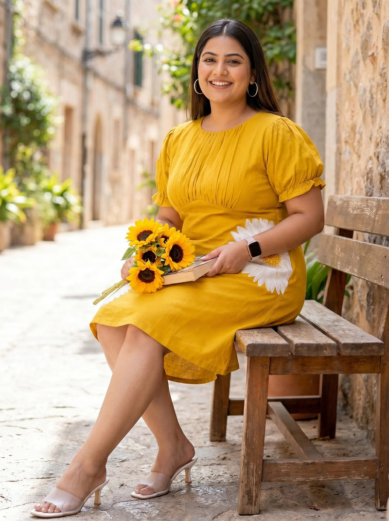Plus Size Hand Painted Quirky A Line Summer Dress