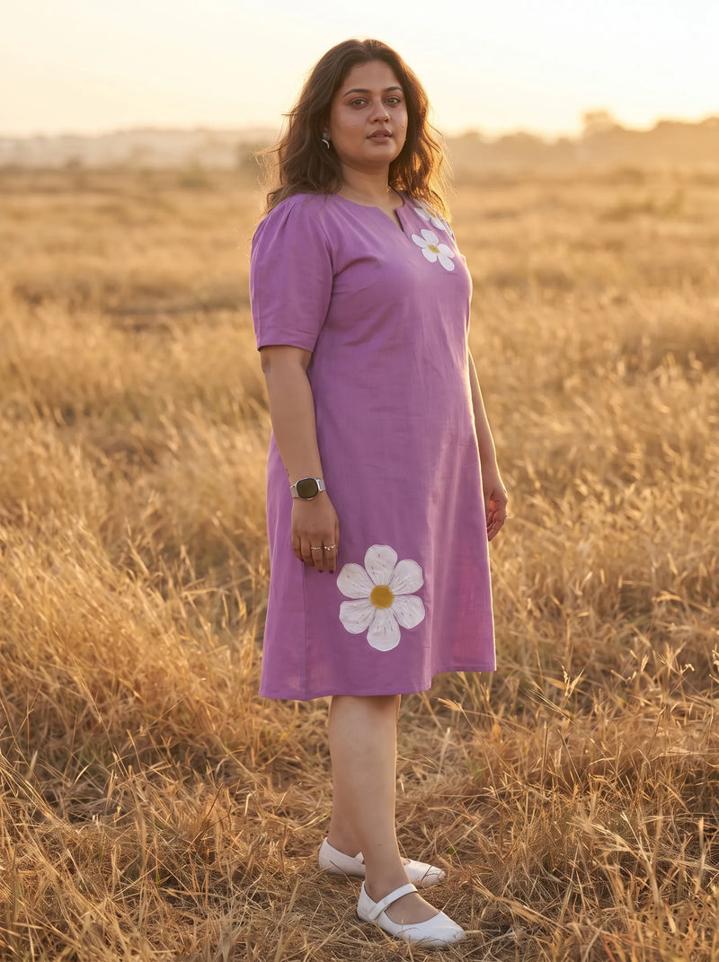Lavender Cotton Dress With Pockets