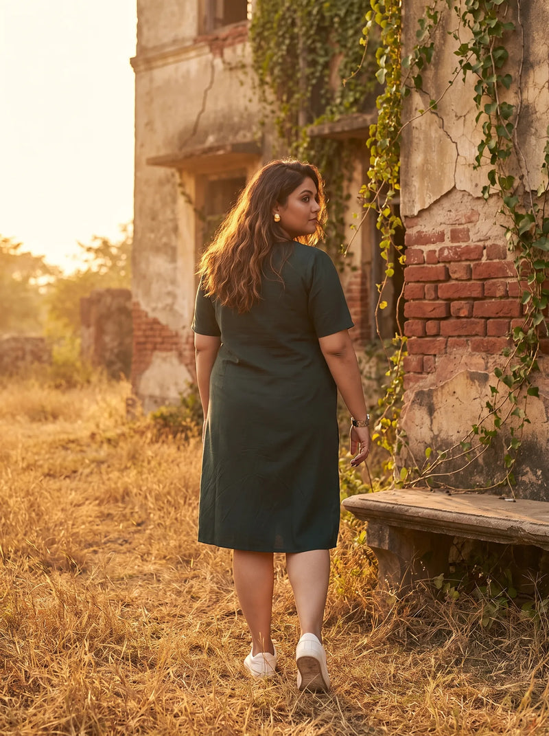 Blue casual cotton dress for women