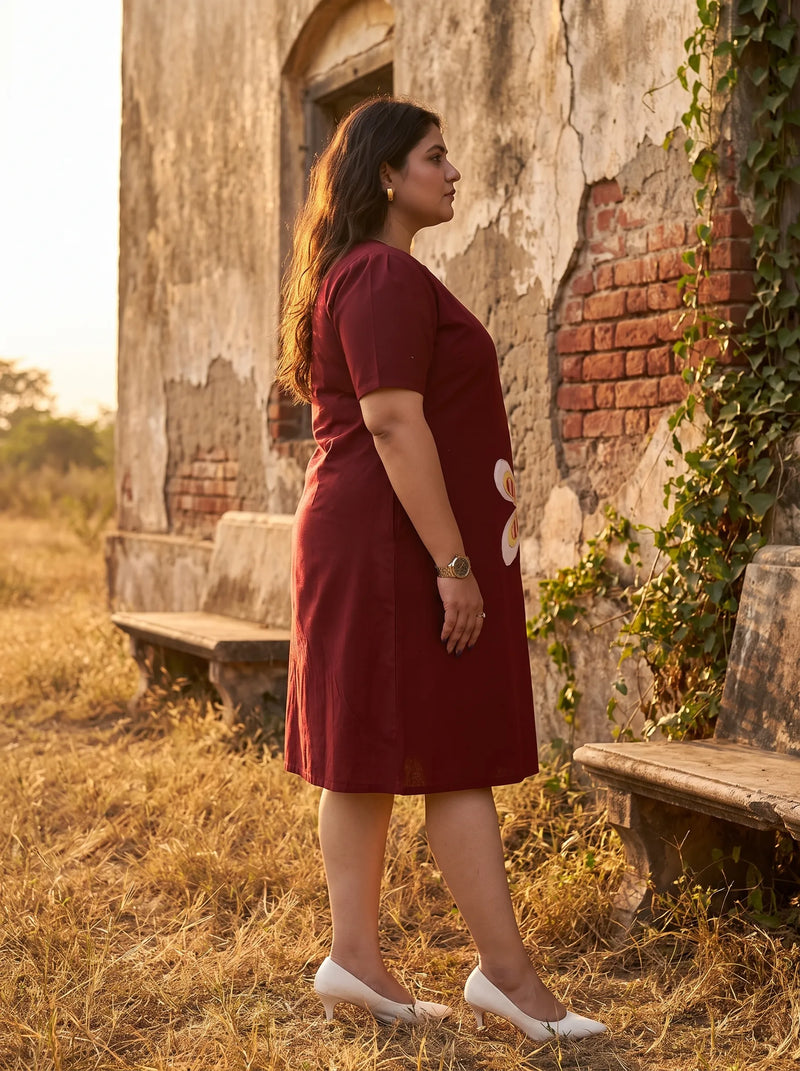 Maroon Summer Plus Size Dress