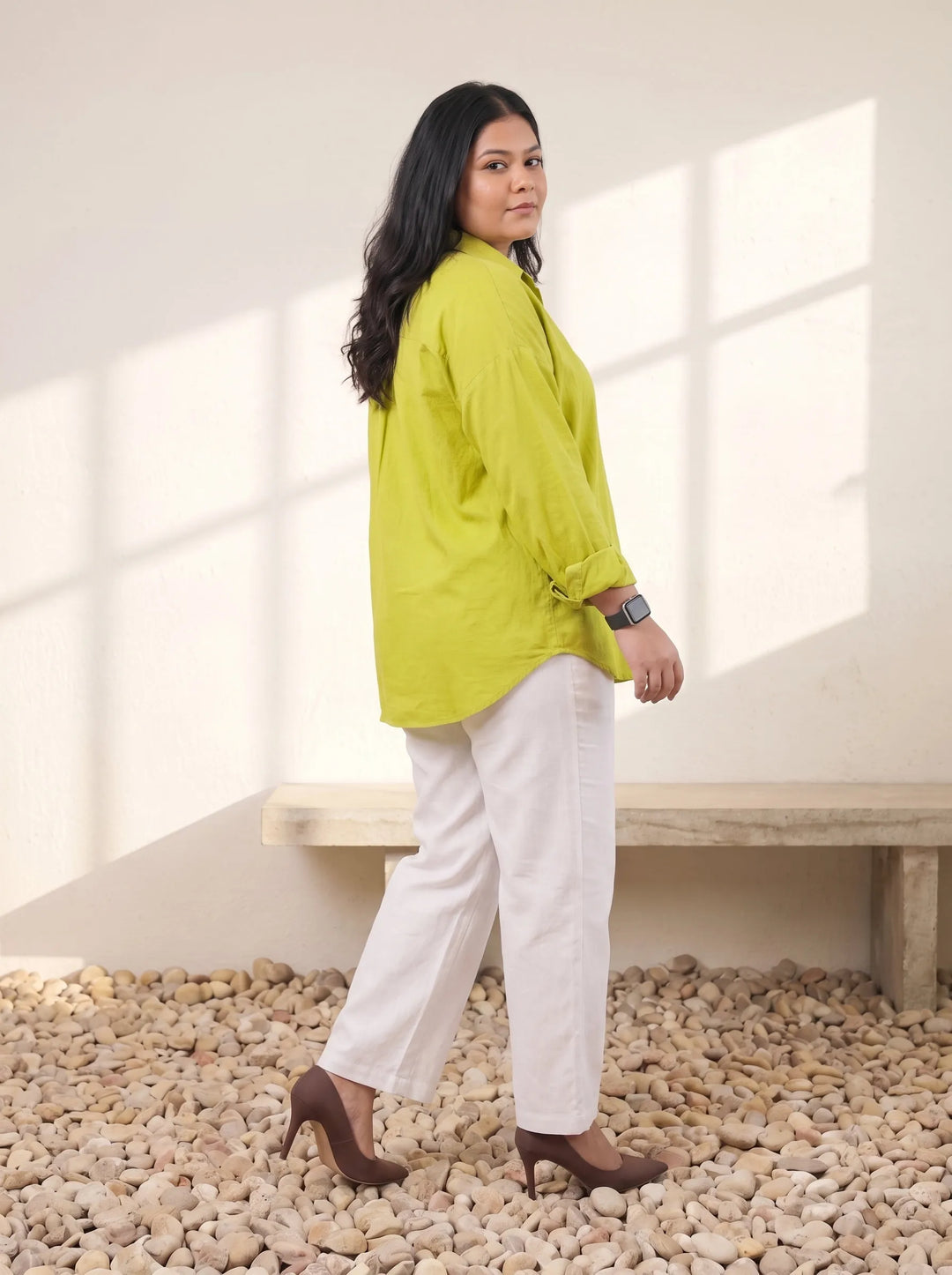 Mehendi Green casual shirt with a heart pocket
