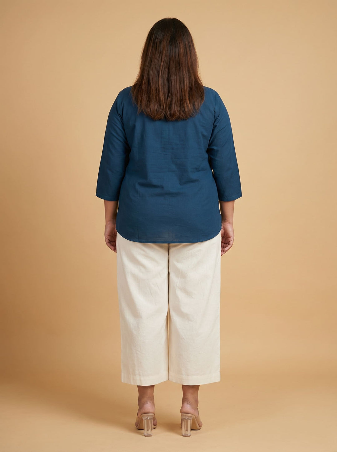 Pecock Blue Pure Cotton Top for Women
