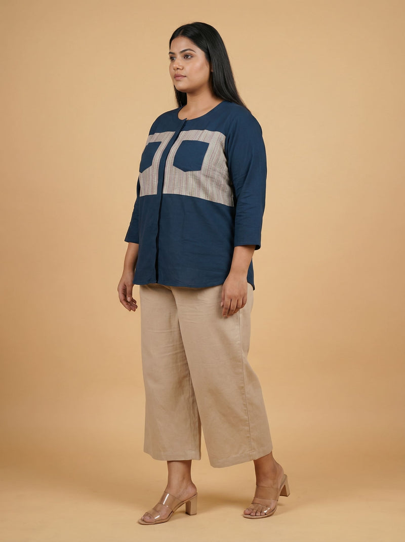 Pecock Blue Pure Cotton Top for Women