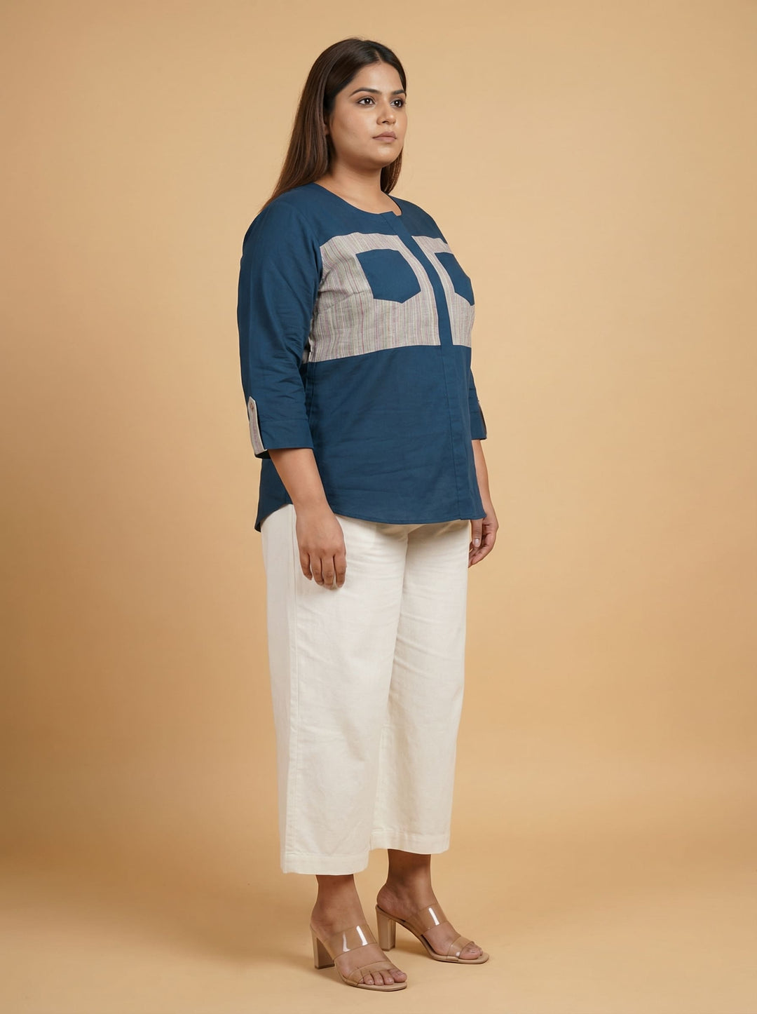 Pecock Blue Pure Cotton Top for Women