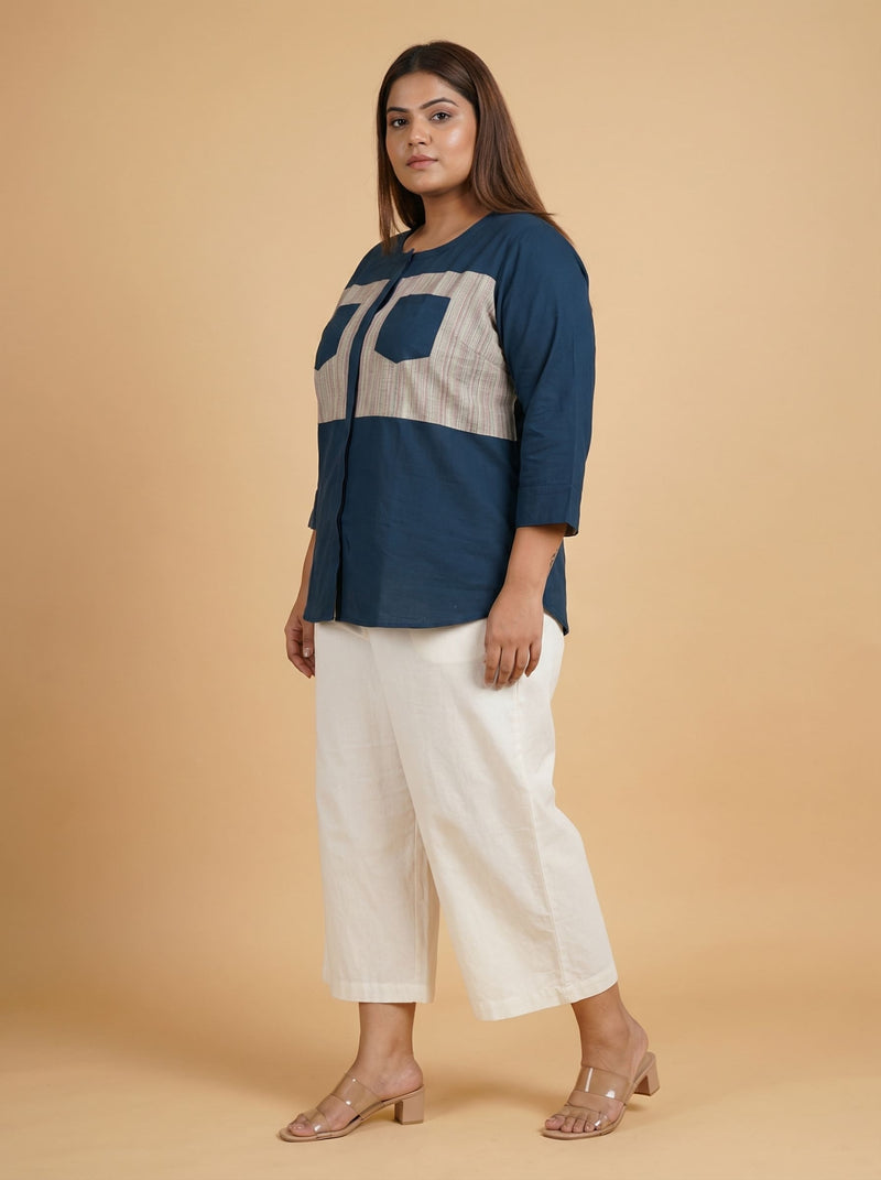 Pecock Blue Pure Cotton Top for Women