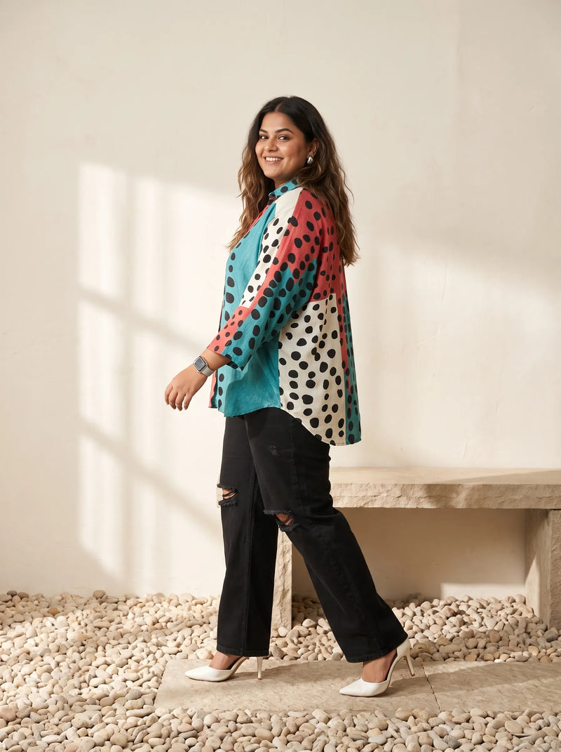 Polka Dot Printed Rayon Cotton Top
