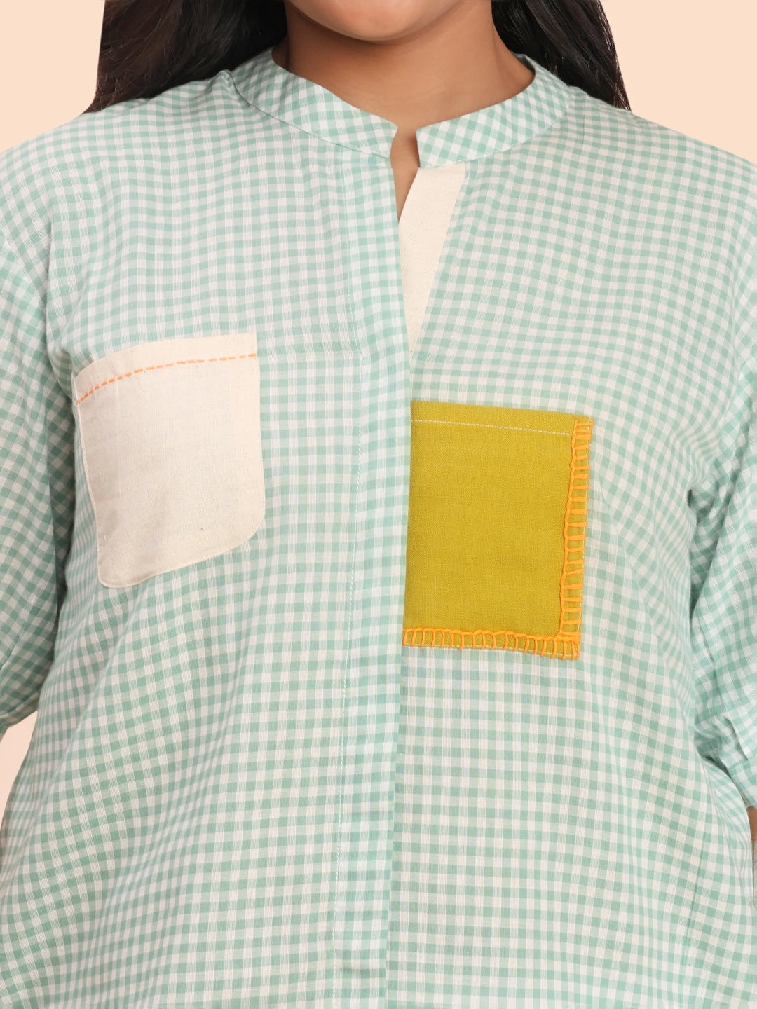 Caribbean blue checks top for women