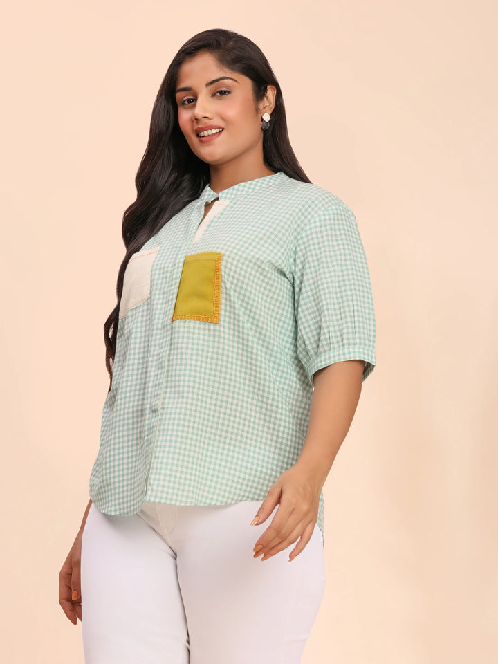 Caribbean blue checks top for women