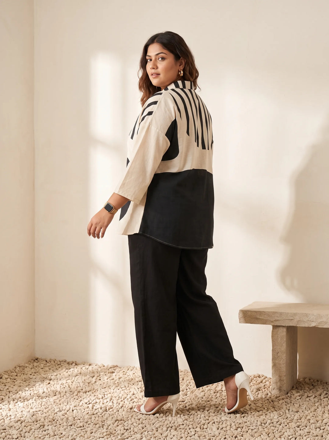 Black & White Colour Block Stripe Top