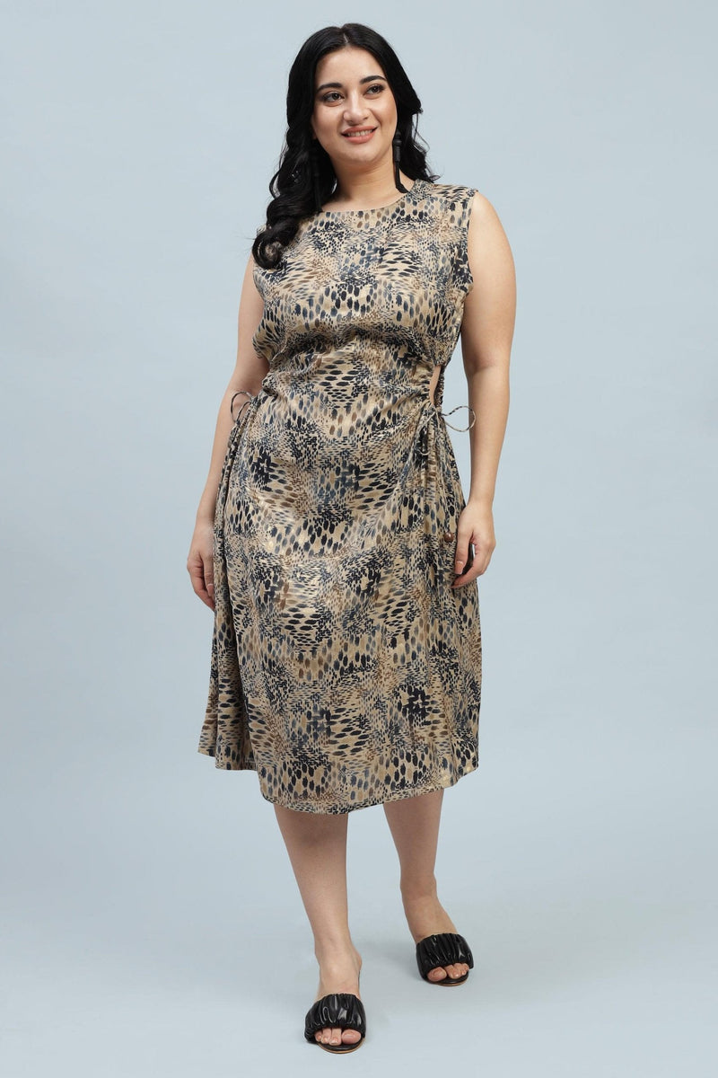 Curvy Lane Women Plus Size Adjustable Strings on Waist Midi Dress - Curvy Lane