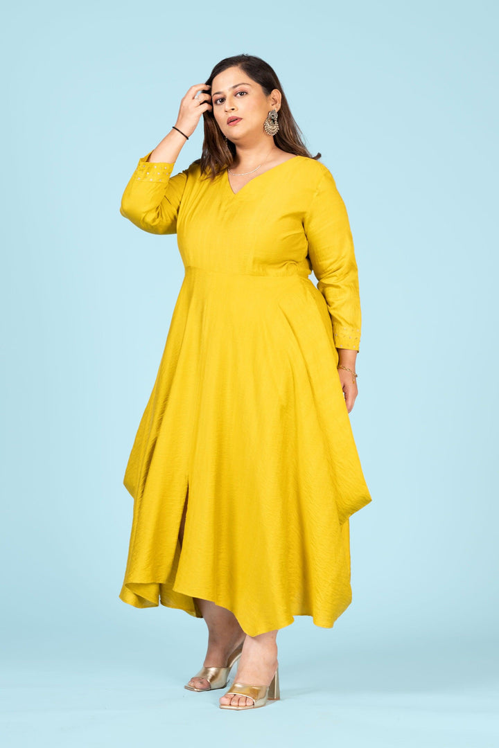 Curvy Lane Women Plus Size V Neck Cowl Styled Dress - Curvy Lane