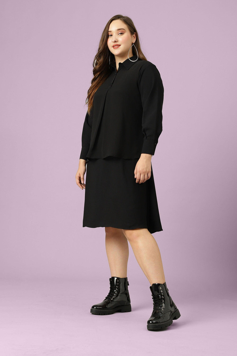 Curvy Lane Women Plus Size Shirt Collar Office Wear Tunic - Curvy Lane