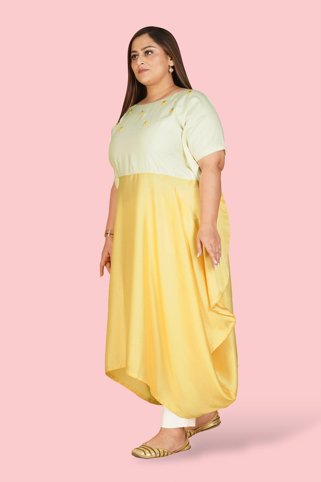 Curvy Lane Women Plus Size Boat Neck Kaftaan Styled Tunic with Handwork - Curvy Lane