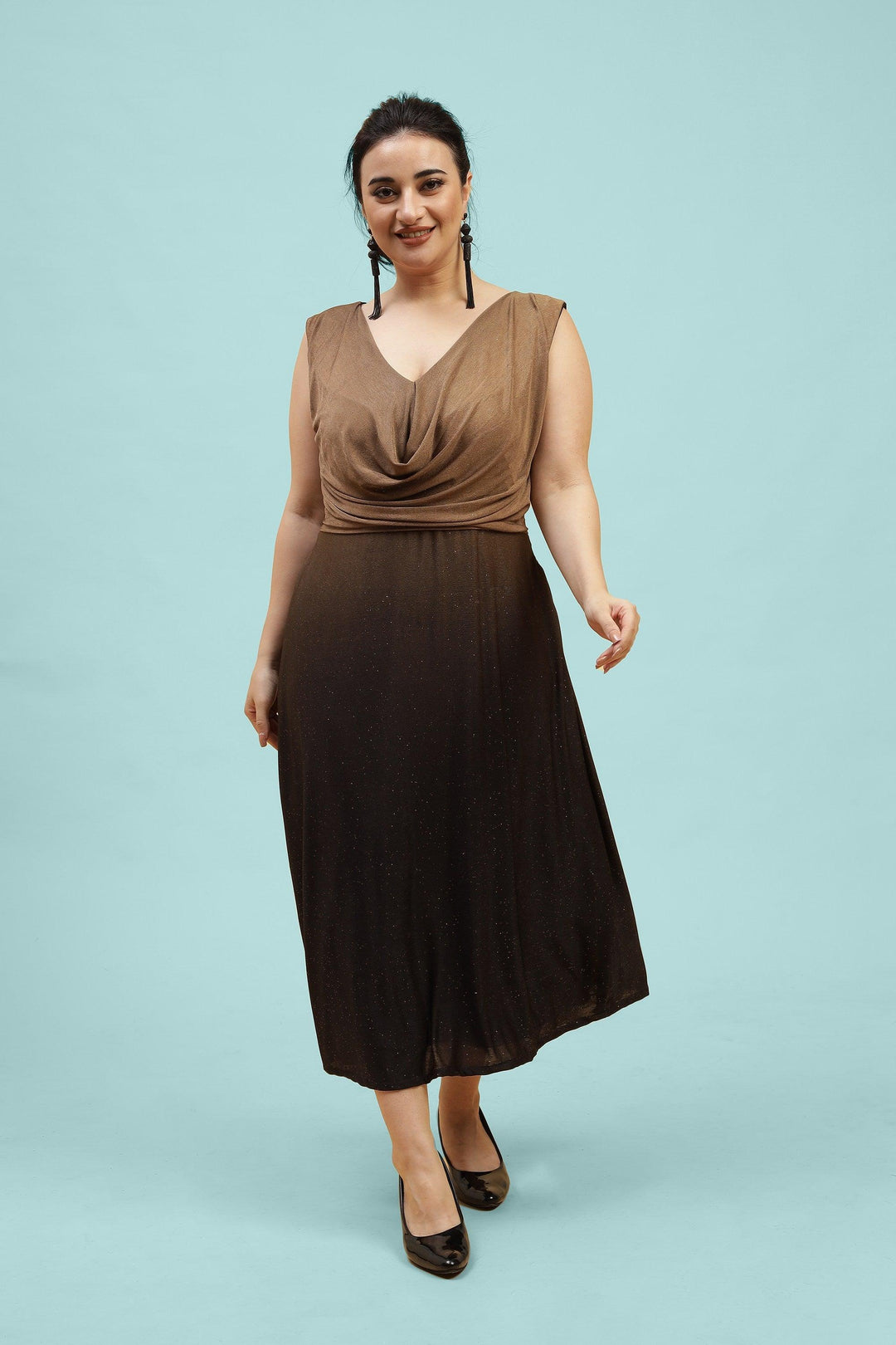 Shimmering ombre gradient midi dress, the perfect pick for a kitty party, evening night, and date night.