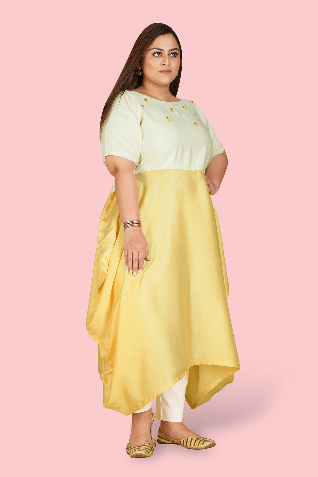 Curvy Lane Women Plus Size Boat Neck Kaftaan Styled Tunic with Handwork - Curvy Lane