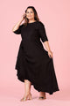 Curvy Lane Women Plus Size Round Neck Drape Style Cowl Dress