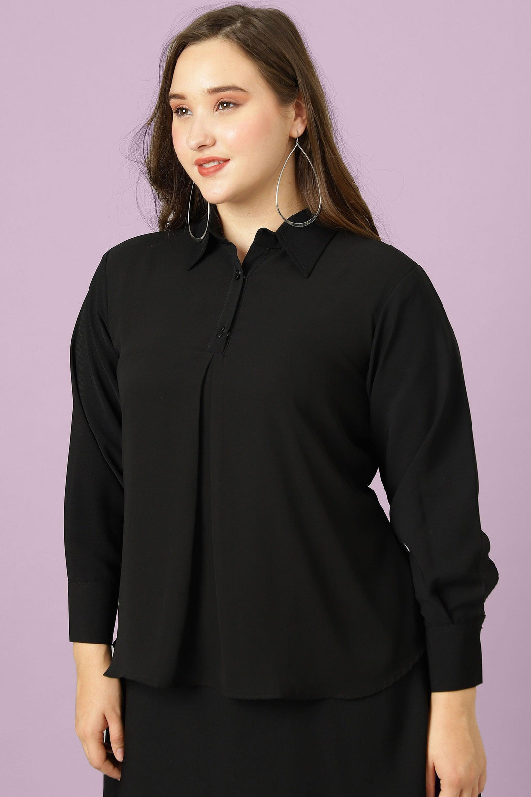 Curvy Lane Women Plus Size Shirt Collar Office Wear Tunic - Curvy Lane