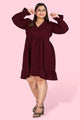 Curvy Lane Women Plus Size Wrap Styled Ruffle Sleeve Dress