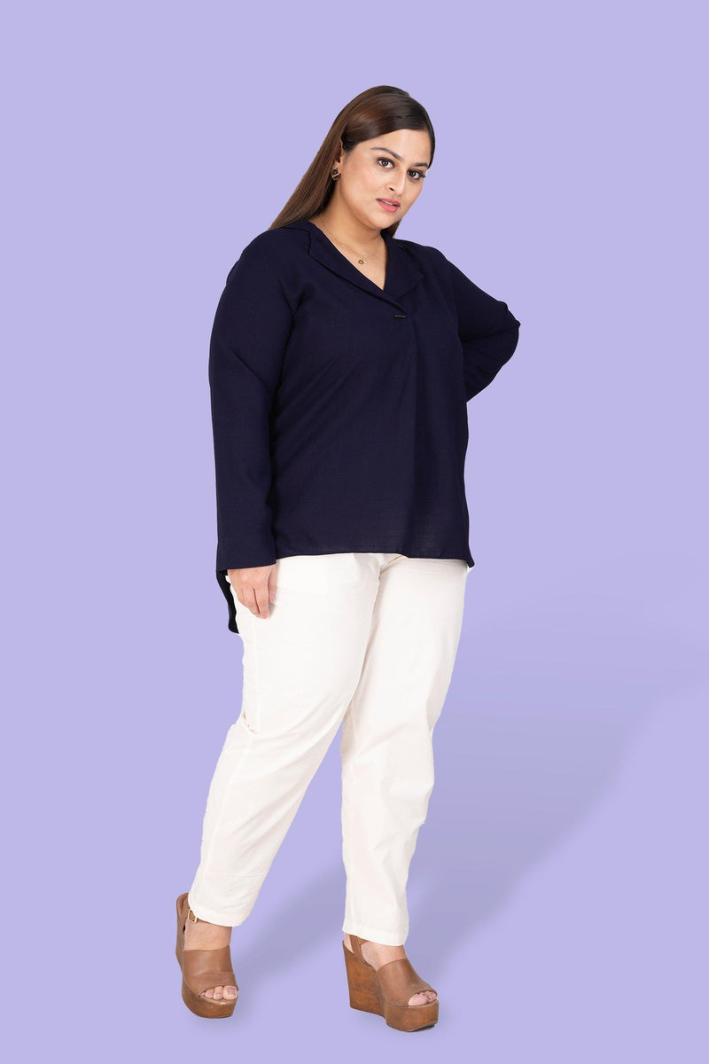 Navy Blue Short Top For Women